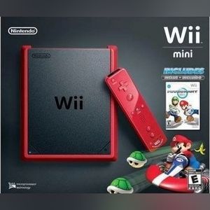 Wii Mini Red Mario Kart Console Bundle